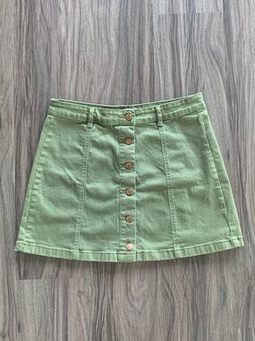 Forever 21 Sage Button-Front A-Line Mini Skirt